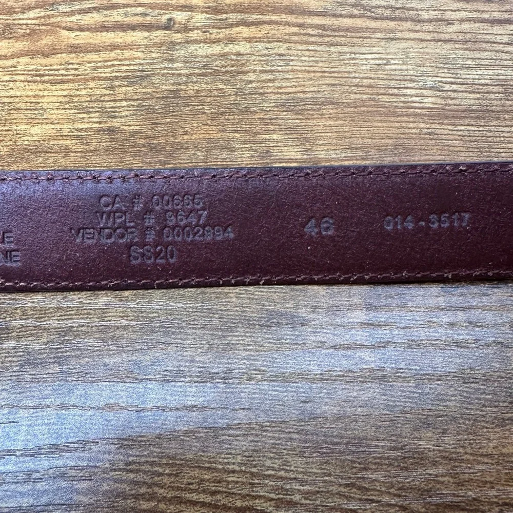 Eddie Bauer Mens Cognac Brown Leather Belt Size 46 Contrast Stitch 014-3517